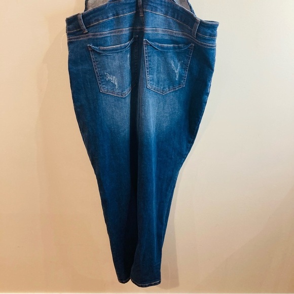 WAX Jean Sz 1XL Distressed Mid Wash Denim Overalls  New with Tag - Picture 9 of 12